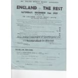 HOCKEY An advert / ticket request form for England v The Rest 2/12/1933 at Old Trafford,
