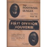 FOOTBALL LEAGUE SOUVENIR 1933 14 Page Football League 1st division Souvenir 1933/34 containing