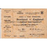 SCOTLAND / ENGLAND Unused ticket Scotland v England 17th April 1937. Vertical fold with small hole