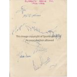 PLYMOUTH Nine Plymouth Argyle signatures from the 1954/55 season on blank paper. Generally good