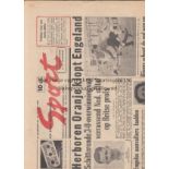 HOLLAND B - ENGLAND B 1950 Issue of Dutch weekly "Sport" newspaper dated 18/5/50 with coverage of