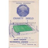 1958 CHARITY SHIELD Bolton home programme v Wolves, 6/10/58 at Burnden Park, Charity Shield, no