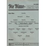 WARTIME-GERMANY 1940 Issue of Die Blaue football programme dated 22/9/1940 listing teams for game