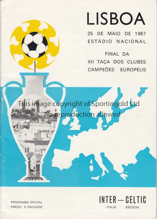 1967 EUROPEAN CUP FINAL Official programme, 1967 European Cup Final, Inter Milan v Celtic, 25/5/67