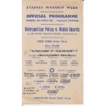WARTIME 1942 Single sheet programme, Metropolitan Police v Welsh Guards, 26/3/42 at Staines. The