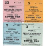 ARSENAL TICKETS Four home tickets from season 1966/7 v. Aston Villa, Sheff. Weds., Blackpool and