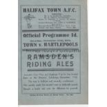 HALIFAX - HARTLEPOOLS 1934 Halifax Town home programme v Hartlepools, 24/11/1934, FA Cup, slight