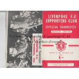 LIVERPOOL Collection of six Liverpool publications comprising Supporters Club Handbook 57-58,