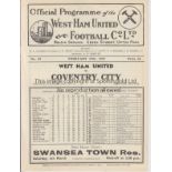 WEST HAM - COVENTRY 1937 West Ham home programme v Coventry, 27/2/1937, white ex bound volume issue.