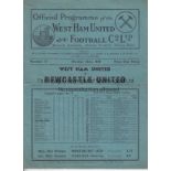 WEST HAM - NEWCASTLE 1938-9 West Ham home programme v Newcastle, 22/10/1938, slight fold, no