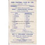BURY / MAN UNITED Single sheet programme Bury v Manchester United FA Youth Cup 3rd Round 7th January