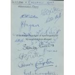 ENGLAND 1943 Album page from the Joe Mercer collection signed by the England squad for the game v