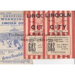 LINCOLN CITY Two Lincoln home programmes 47/8 v Darlington (punch-holes at top) and v York ( small