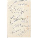 SOUTHPORT Fourteen Southport signatures from the 1954/55 season on blank paper. Generally good