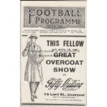 EVERTON - BURY 1926-27 Everton home programme v Bury, Wednesday 29/9/1926., Ex bound volume. Good