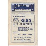 OLDHAM / DARLINGTON Programme Oldham Athletic v Darlington 23rd November 1946. Some creasing/light