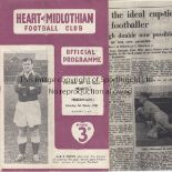 HEARTS / HIBS Programme Heart of Midlothian v Hibernian Scottish Cup 3rd Round 1st March 1958.