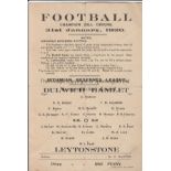 DULWICH - LEYTONSTONE 1920 Single sheet Dulwich Hamlet Reserves programme v Leytonstone, 31/1/