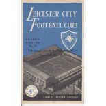 LEICESTER - LEEDS 55/6 Leicester home programme v Leeds, 26/11/55, Leeds promotion season. Slight