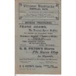 WYCOMBE 1921 Four page Wycombe Wanderers home programme v Dulwich Hamlet, 5/11/1921, minor folds.