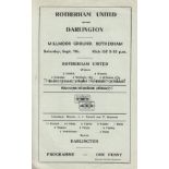 ROTHERHAM / DARLINGTON Single sheet programme Rotherham United v Darlington 7th September 1946.