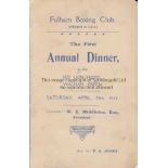 BOXING Fulham Boxing Club menu for the First Annual Dinner at the Red Lion Hotel, Walham Green, 29