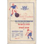 SCOTLAND - ENGLAND 1939 Official programme, Scotland v England, 15/4/1939 at Hampden, England won