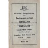 SCOTLAND - ENGLAND 1931 Official programme, Scotland v England 28/3/1931 at Hampden Park. The