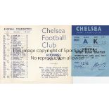 CHELSEA V WEST HAM UNITED 1969 TICKET League match at Chelsea 20/8/1969. Plus 2 fixture lists for