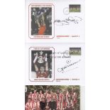 MISC AUTOGRAPHED ITEMS Thirty autographed items including a Nobby Stiles - England 1966 postcard,