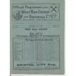 WEST HAM - BURY 1937 West Ham home programme v Bury, 23/1/1937, slight fold, pencil score,