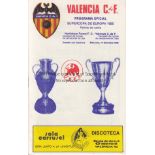 1980 SUPER CUP Official programme, Valencia v Nottingham Forest, 17/12/80 in Valencia, played