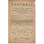 DULWICH - NEW CRUSADERS 1913 Single sheet Dulwich Hamlet home programme v New Crusaders, 27/12/1913,