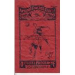ARSENAL V WEST HAM UNITED 1932 Programme for the Reserve team London Combination match at Arsenal