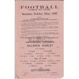 DULWICH - LEYTONSTONE 1921 Single sheet Dulwich Hamlet home programme v Leytonstone, 22/10/1921,
