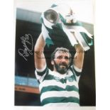 DANNY MCGRAIN - CELTIC Col 16 x 12 photo, showing Celtic captain Danny McGrain holding aloft the