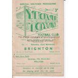 YEOVIL - BRIGHTON 52 Yeovil home programme v Brighton, 22/11/52, Cup, ink marks on back cover,
