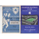 LEICESTER - EVERTON 53-4 Two programmes for the games between Leicester City and Everton, 53-4 who