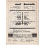 ARSENAL AUTOGRAPHS Programme for the home League match v Man. City 23/3/1974 signed on the back b