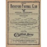 BRENTFORD - FULHAM 1918 Single sheet Brentford home programme v Fulham, 25/12/1918. Good