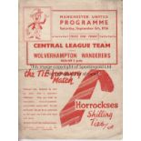 MANCHESTER UTD - WOLVES 1936 Four page Manchester United Reserves home programme v Wolves