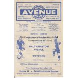 WALTHAMSTOW AVE - WATFORD 52 Walthamstow Avenue home programme v Watford, 6/12/52, Cup 2nd Round,
