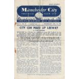 MAN CITY - MAN UTD 53 Four page Manchester City home programme v Manchester United, 16/12/1953,