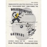 1939 CUP SEMI-FINAL Official Manchester United programme for Cup Semi-Final, Wolves v Grimsby, 25/