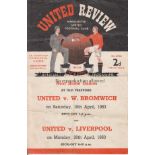 MAN UTD - BRENTFORD 1953 Manchester United home programme for the Youth Cup Semi-Final second leg