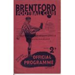 BRENTFORD - LEICESTER 1939 Brentford home programme v Leicester, 1/4/1939, minor fold, slight