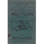 WRESTLING Real American All-In Wrestling at the Embassy Hall in Catford 3/10/1938, slightly marked