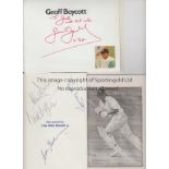 CRICKET AUTOGRAPHS A signed miscellany of white cards, magazine pictures, brochures and