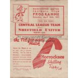 MAN UTD - SHEF UTD RES 1937 Manchester United Reserves home programme v Sheffield United Reserves,