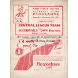 MAN UTD - HUDDERSFIELD 1938 Manchester United Reserves v Huddersfield Town Reserves, 19/11/1938,